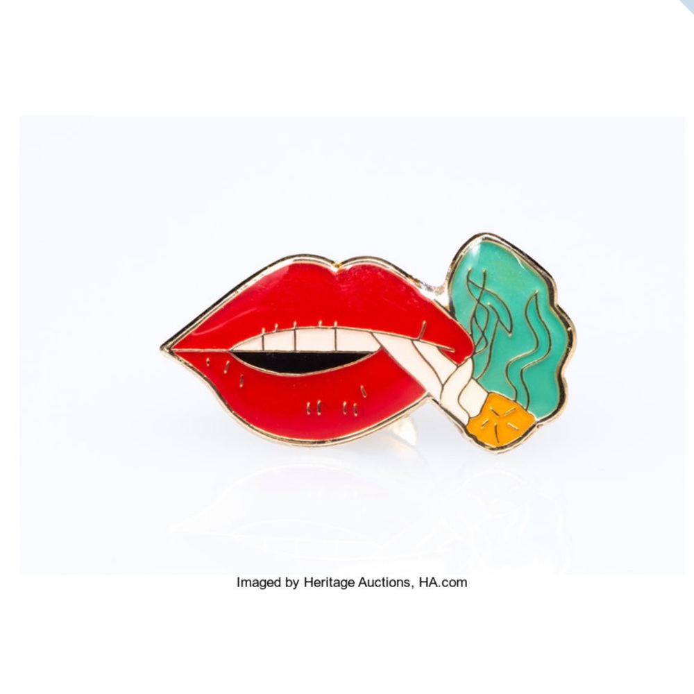 Supreme smoking lips pin